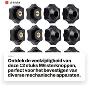 Viti a vela 12 pezzi - Viti a vela M6 - Maniglia in plastica - Viti a vela - Materiale di fissaggio - Filo di viti di alta qualità - Viti a vela con maniglia