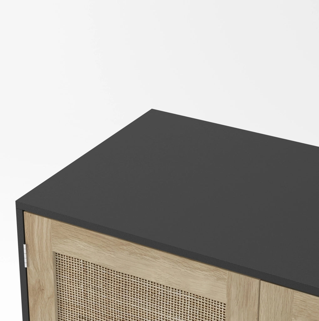 Mobile contenitore a due ante in rattan nero da 80 cm