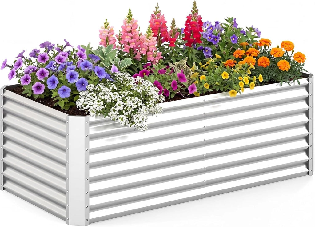 Orto Rialzato da Esterno, Letto da Giardino in Metallo Zincato per Piante, Fiori e Verdure, Fioriera senza Base Resistente, per Balcone, Terrazza e Cortile (119,5 x 61,5 x 60,5 cm)