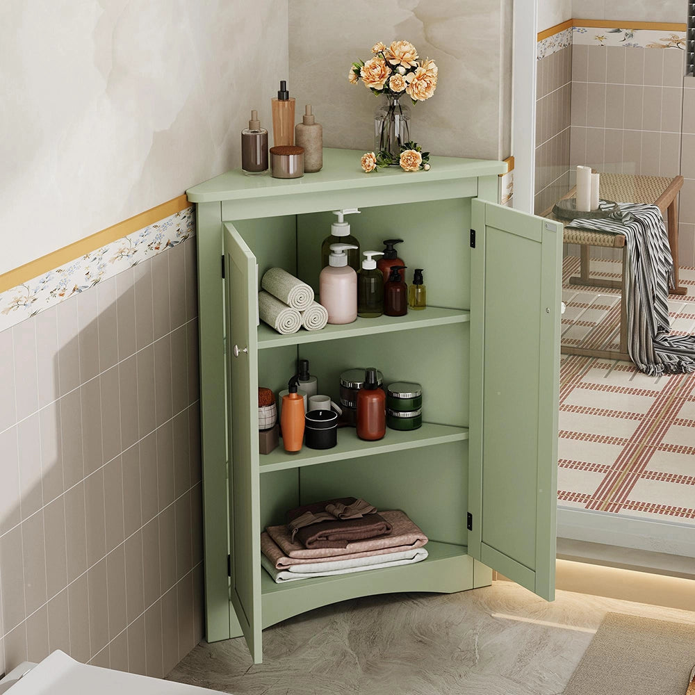 Armadio angolare per bagno - Xylo - 61,5x90 cm - Verde - 2 ante 3 ripiani