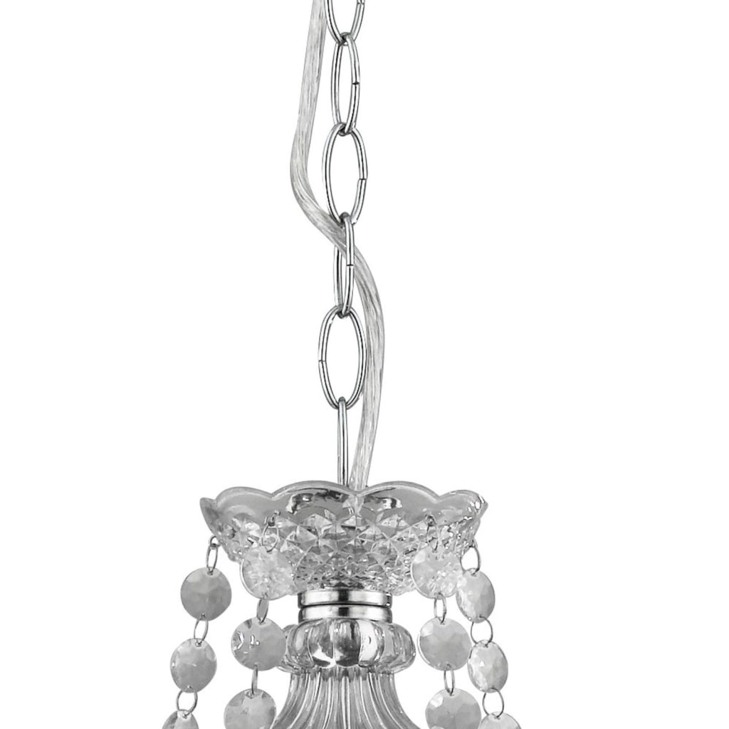 Lampadario Classico Mariateresa Vetro Trasparente Policarbonato Cromo 5 Luci E14