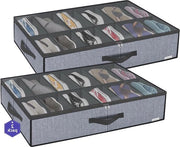 Comparto per scarpe con coperchio trasparente - cassettone per conservazione delle scarpe con 14 contenitori - disegno a scaglie di pesce grigio - 2 pezzi