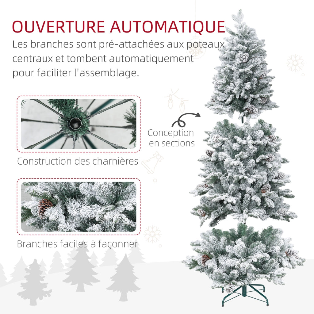 Albero di Natale Artificiale 180 cm ¨C zephmum ¨C Verde con Supporto in Metallo, 1489 Rami Innevati e Pigne