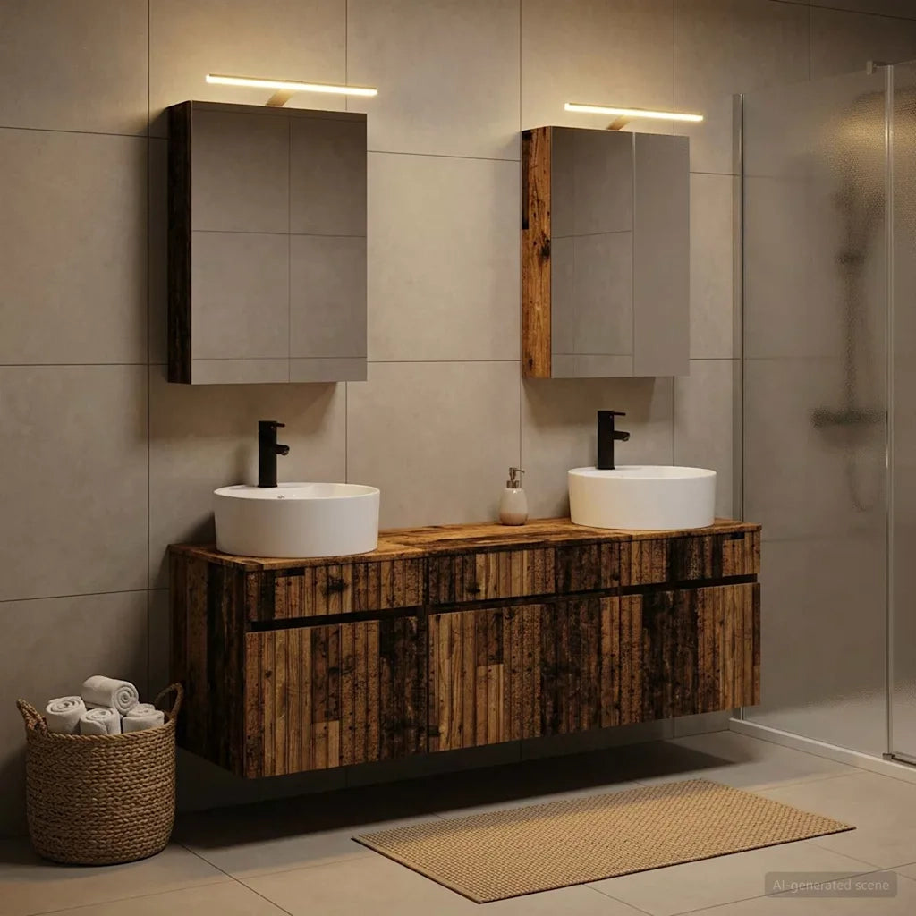 Set di Armadi da Bagno 5 pcs Legno antico 50 x 14,5 x 70 cm 3406597