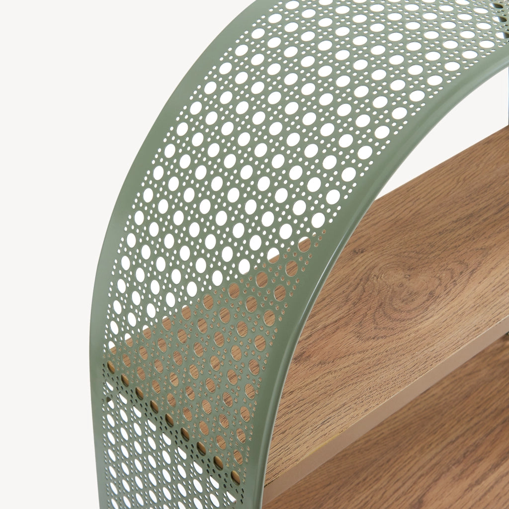Scaffale da Parete Jäller Design Arcuato Traforato 53x35x14 cm Verde [en.casa]