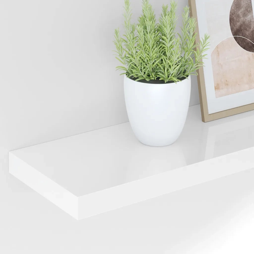 Scaffali a Parete 4 pz Bianco Lucido 23x23,5x3,8 cm in MDF 323756