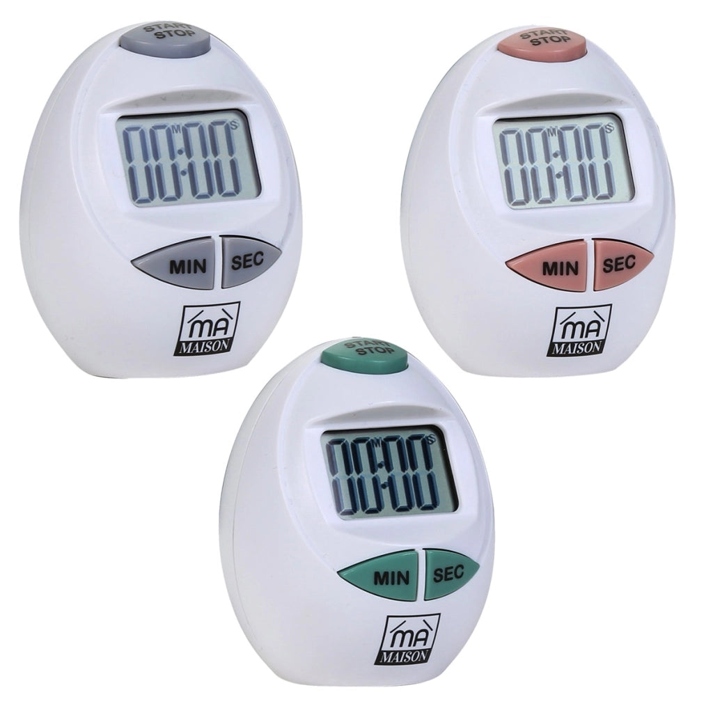 MAURY'S TIMER DA CUCINA DIGITALE CM.8X6 CM FORMA DA UOVO IN COLORAZIONE ASSORTITA