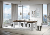 Tavolo Allungabile 130/390x90x77 cm Roxell Mix piano Noce gambe Bianco Frassino