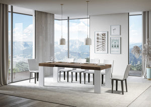 Tavolo Allungabile 130/390x90x77 cm Roxell Mix piano Noce gambe Bianco Frassino