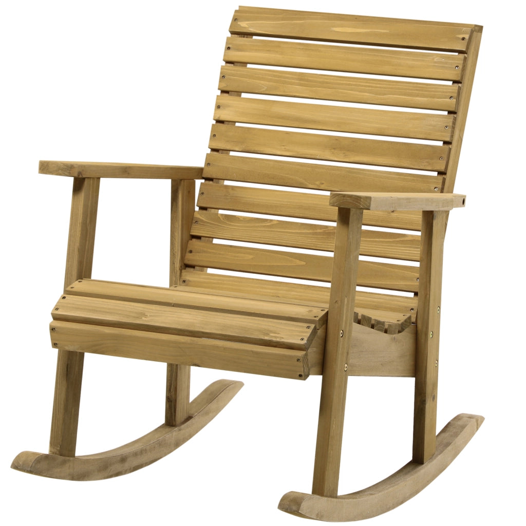 Sedia da Giardino con Dondolo ¨C zephmum ¨C Legno Naturale 64x86x85 cm