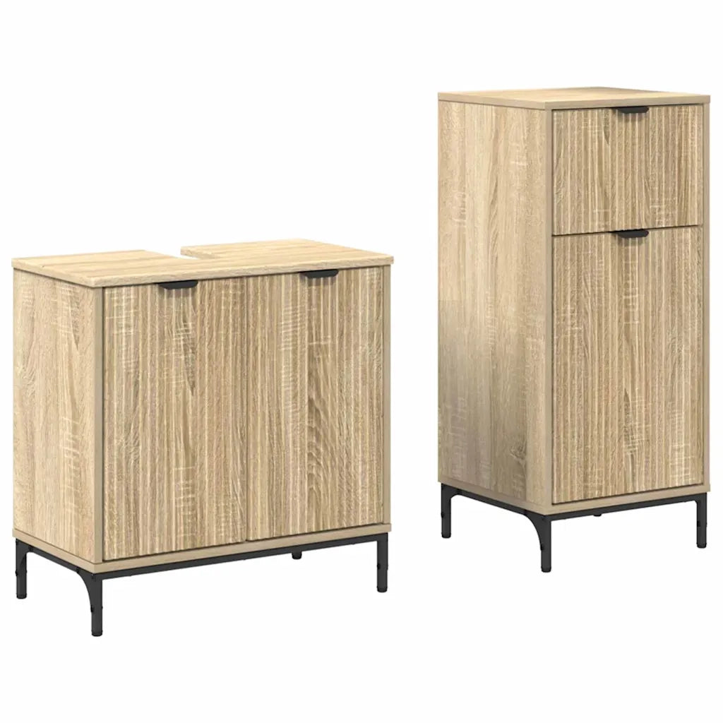 Set di mobili per il bagno con cassetto 2 pcs Rovere Sonoma