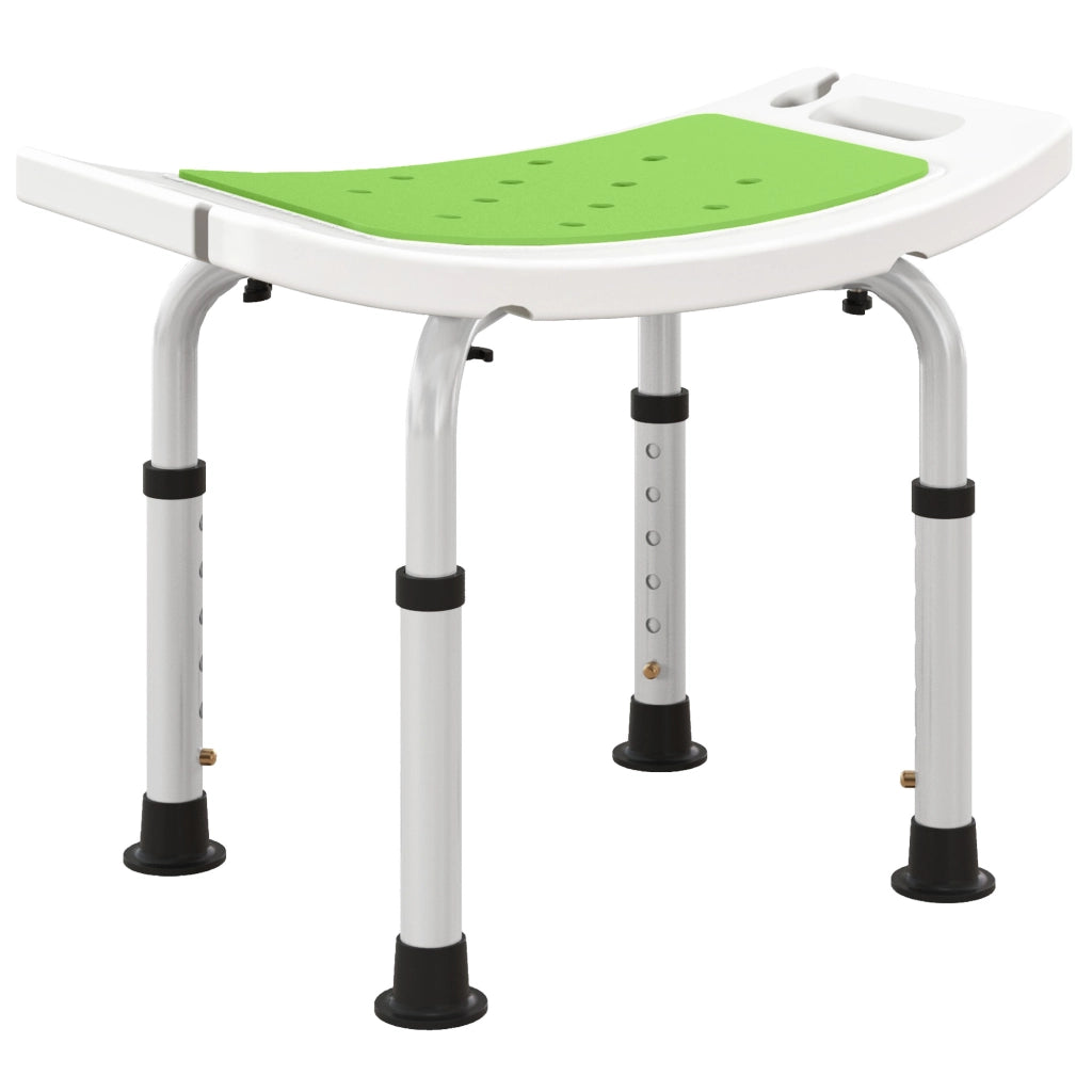 Sgabello da Doccia Altezza Regolabile 6 Livelli 39-52 cm in Lega di Alluminio e Plastica Antiscivolo Verde