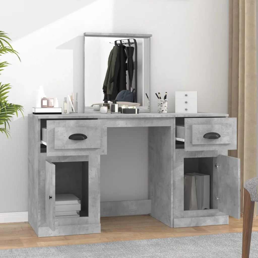 Toeletta con Specchio Grigio Cemento 130x50x132,5 cmcod mxl 77359
