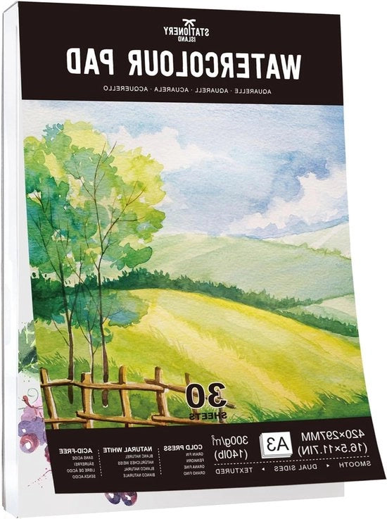 Blocco di aquarello 30 fogli carta 300 g/m² adesiva stampata a freddo con texture