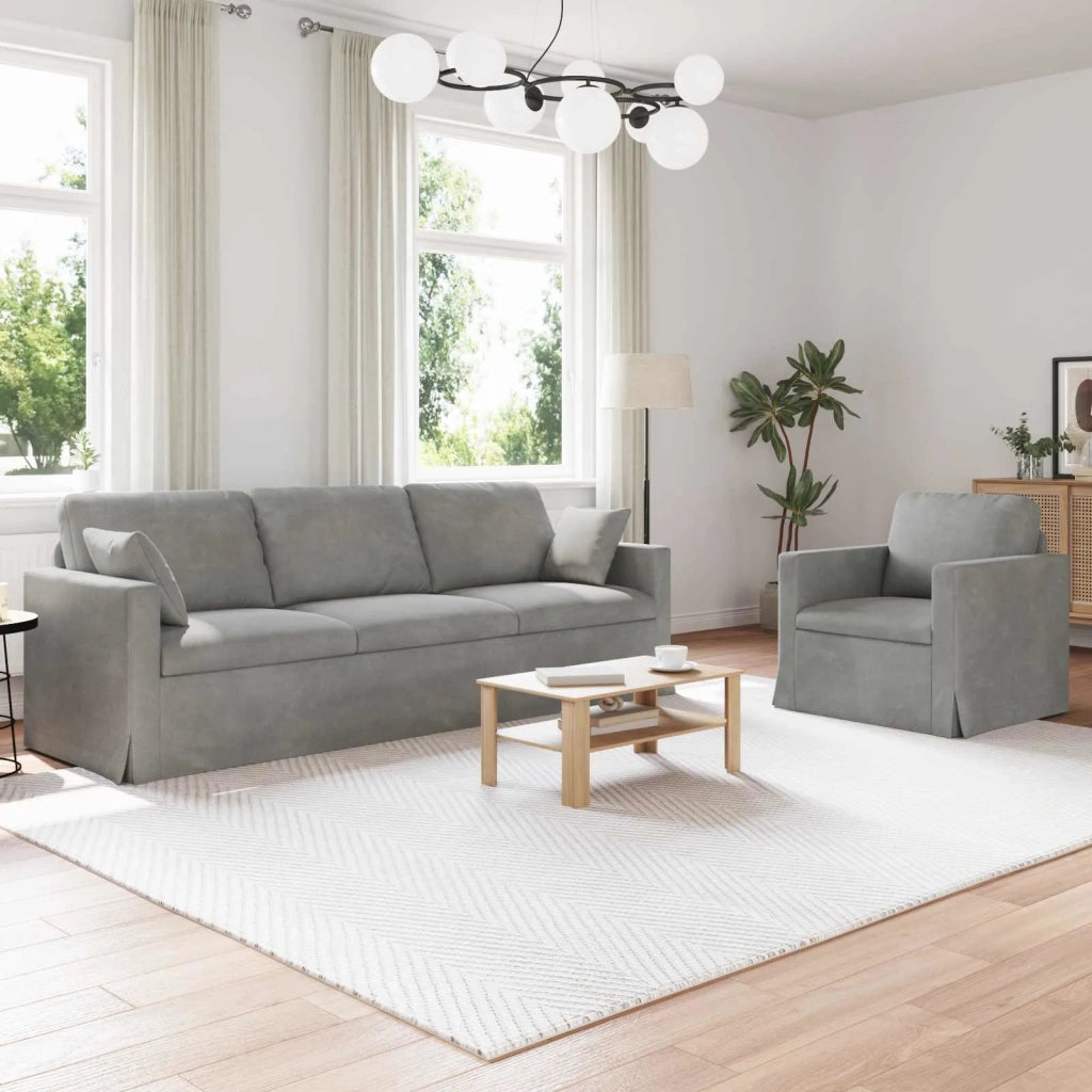 Set di divani 2 pcs Grigio chiaro 228 x 78 x 80 cm Velluto