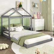 DESMIU Letto a Casetta Letto Matrimoniale 140 × 200 cm con doghe, senza materasso, in pino e MDF, grigio