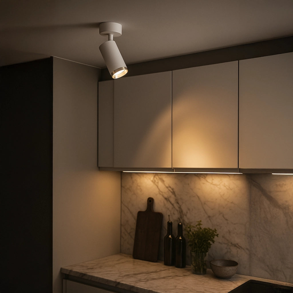 Faretto soffitto Mica bianco cromo tondo orientabile GU10