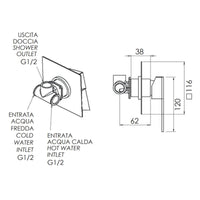 Rubinetto da incasso per vasca/doccia quadro - serie qubika