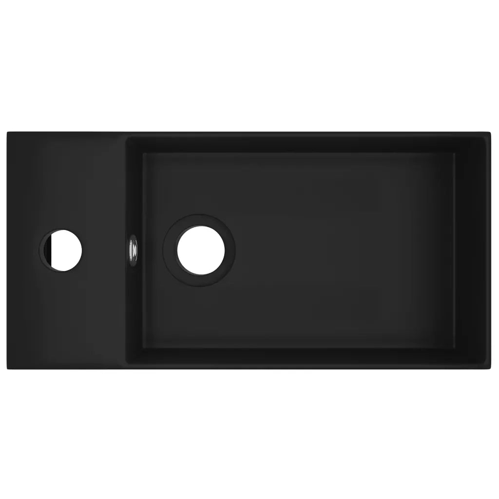 Lavandino con Troppopieno in Ceramica Nero Opaco cod mxl 50865