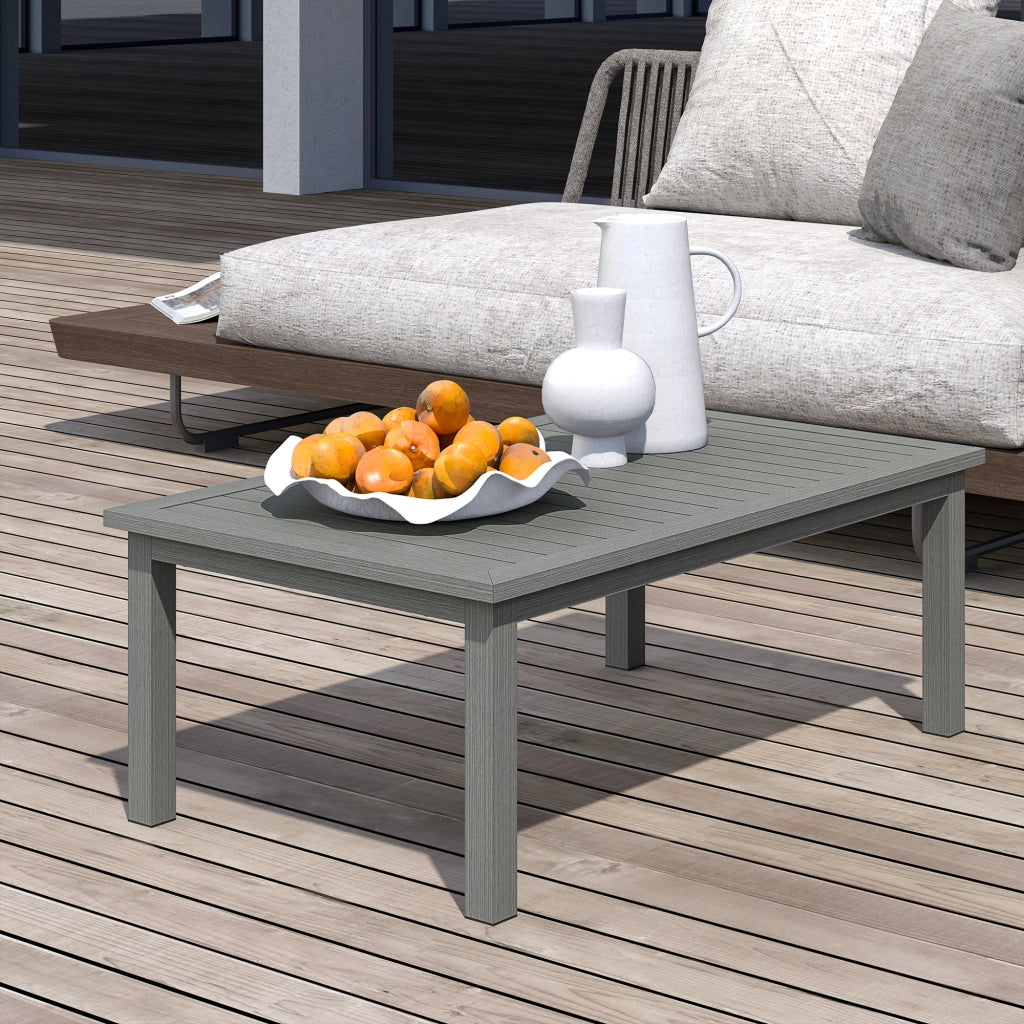 Tavolino rettangolare con piano in legno ¨C zephmum ¨C 100x60x37 cm grigio