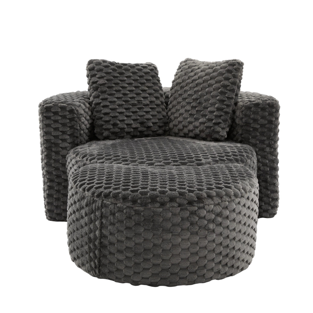 POLTRONA con pouf 130x115x103 cm in tessuto grigio scuro
