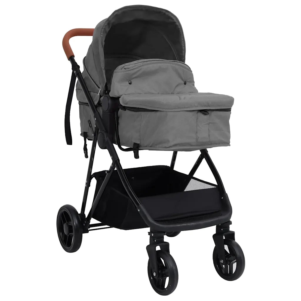 Passeggino 3 in 1 Grigio Chiaro e Nero in Acciaio CFW2769295