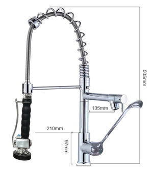 Miscelatore per cucina industriale doppia uscita con leva clinica e doccetta professionale