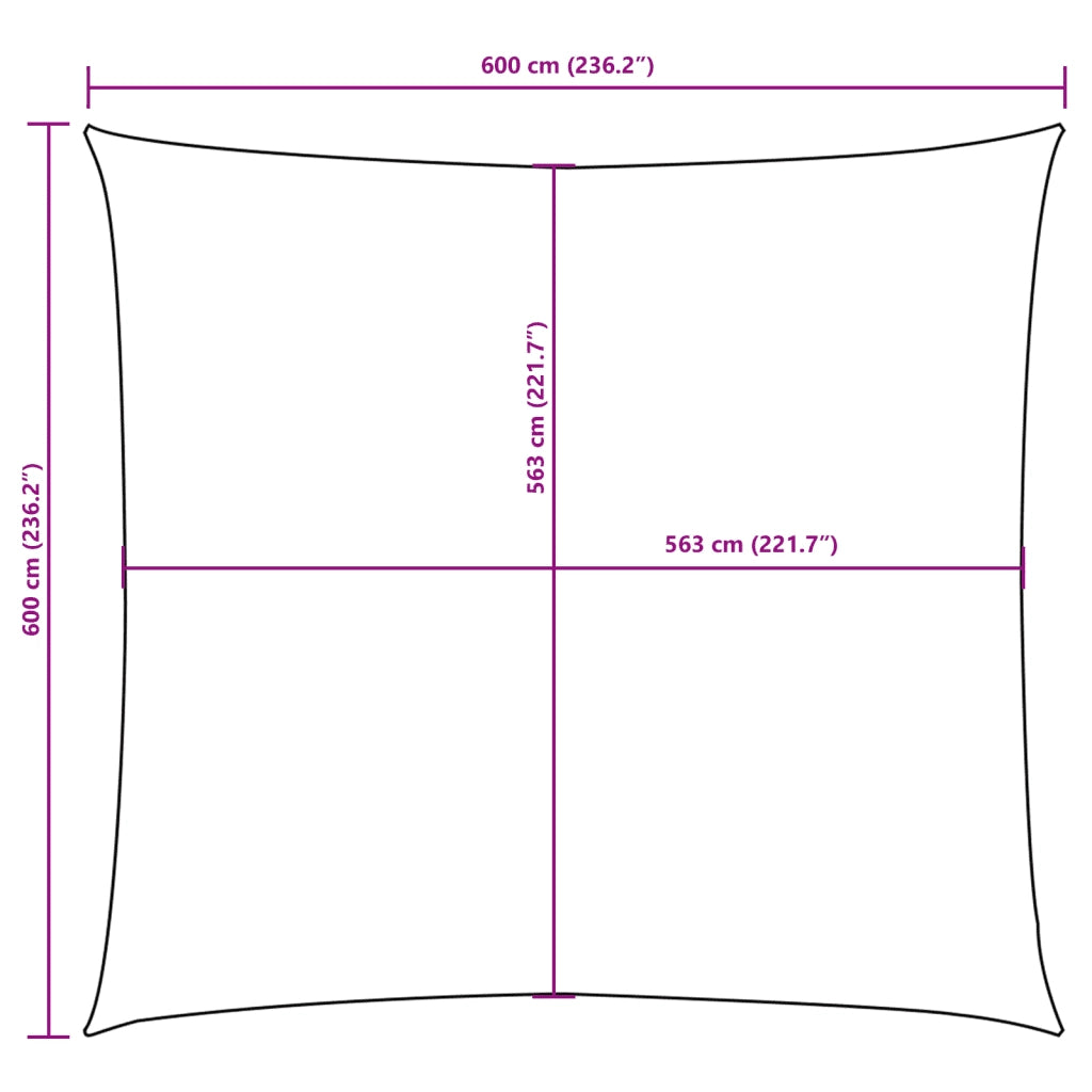 Parasole a Vela in Tela Oxford Quadrato 6x6 m Beige 135142
