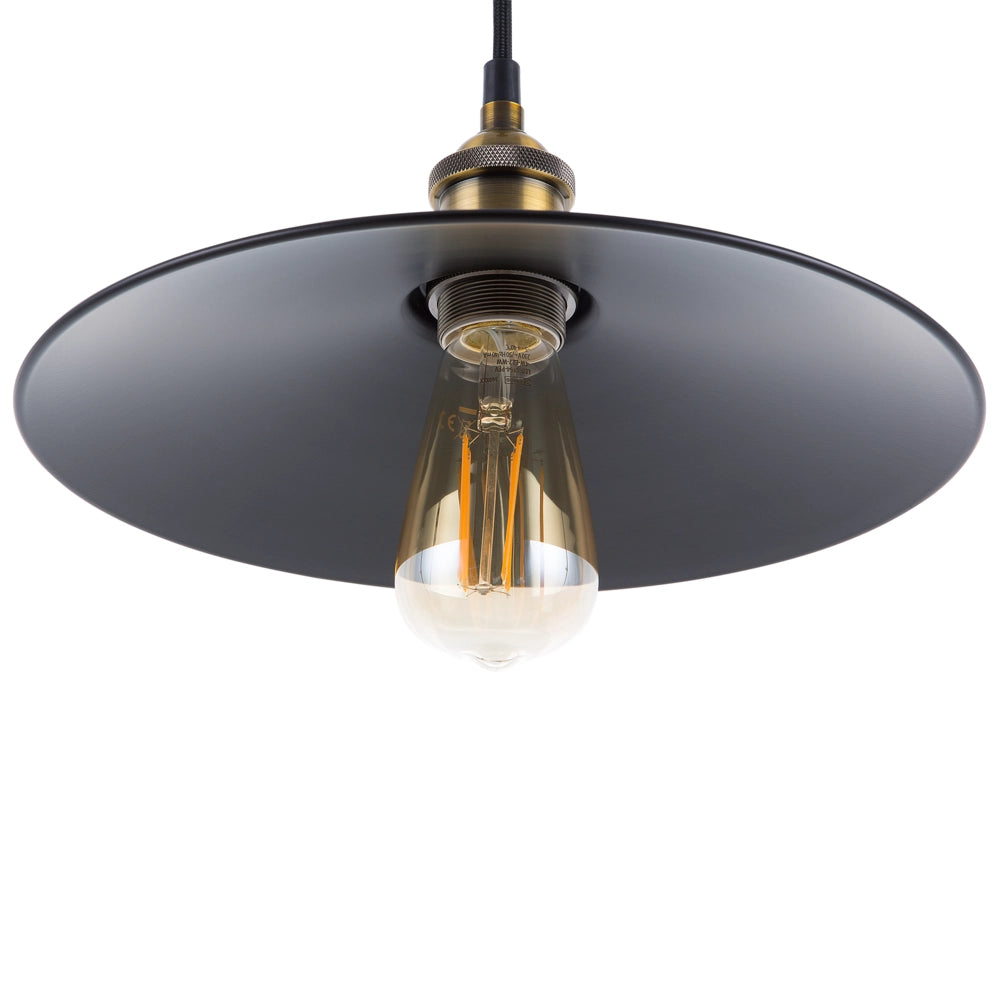 Lampada a Sospensione lampadario in Metallo Nero Stile Industriale 30 cm