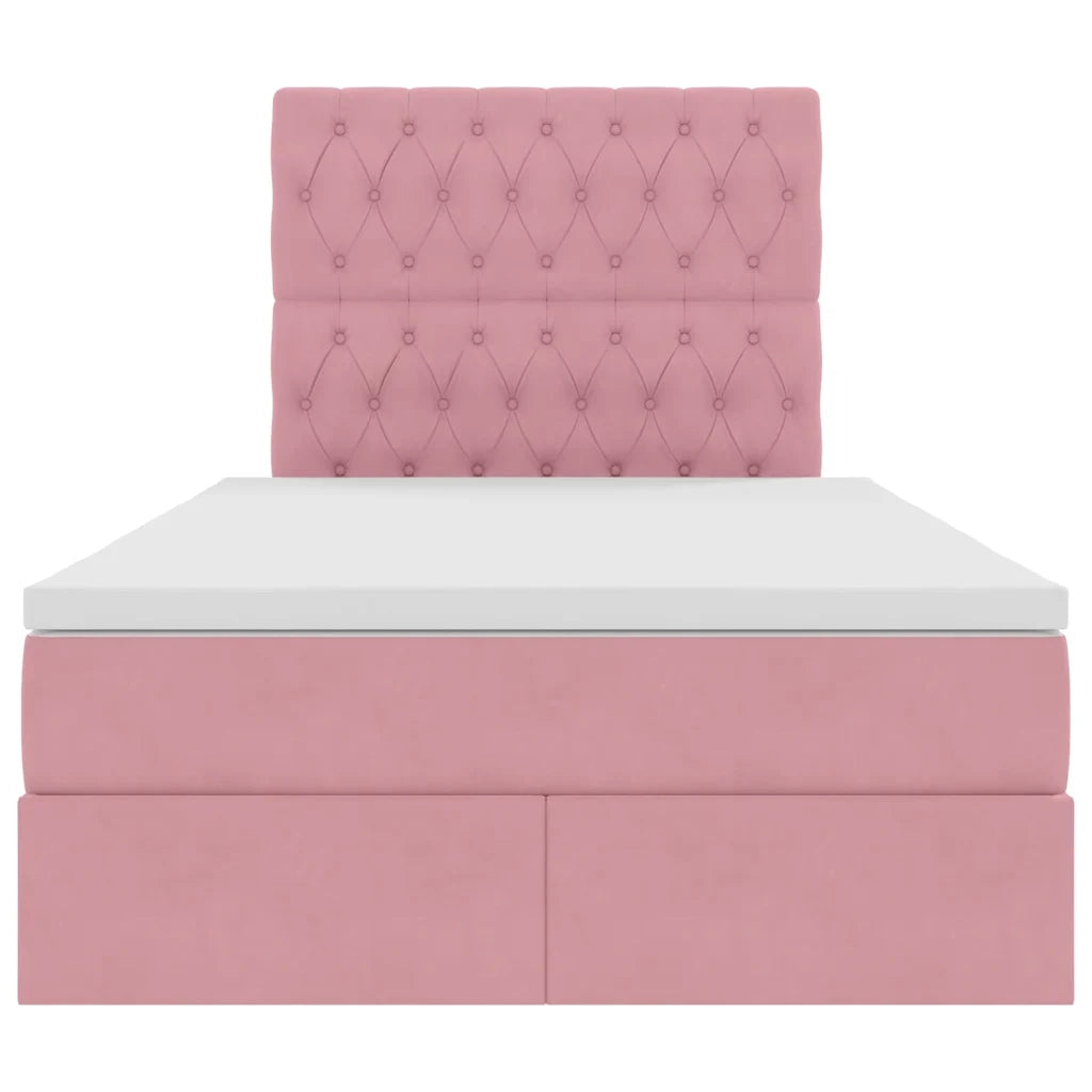 Letto con contenitore e LED con led Rosa 120 x 200 cm Velluto 3372722