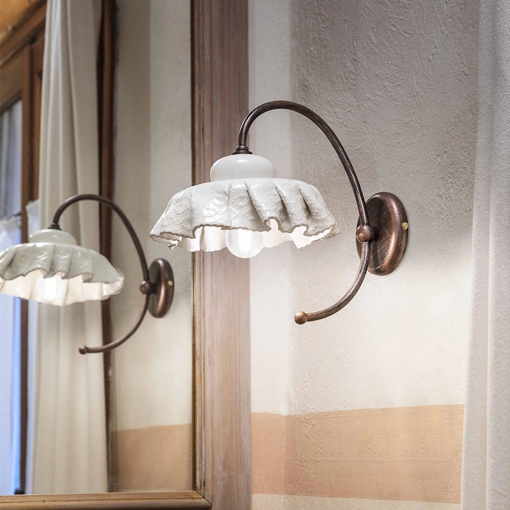 Applique Classica Modena Metallo E Ceramica Nero Sfumato Rame 1 Luce E27