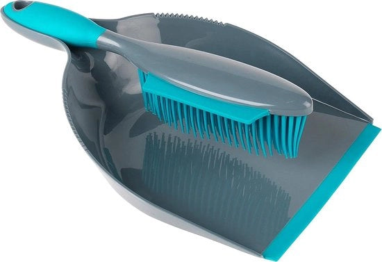 Kit di pulizia Pet Plus+ - set di setole di gomma - set di asciugamani - raspatore di gomma - progettazione compatta - grigio - blu turquesa
