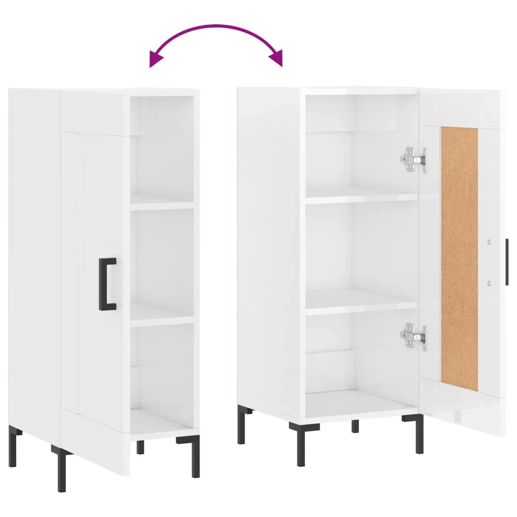Credenza-Buffet-Armadio da cucina Bianco Lucido 34,5x34x90 cm in Legno Multistrato 366468