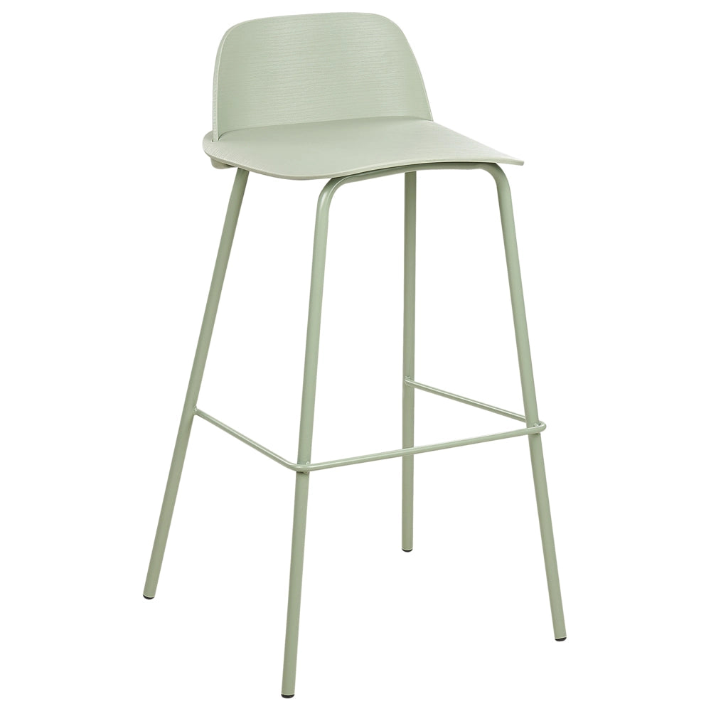 Set di 4 sgabelli da bar moderni in plastica verde sintetica e gambe in metallo stile moderno contemporaneo
