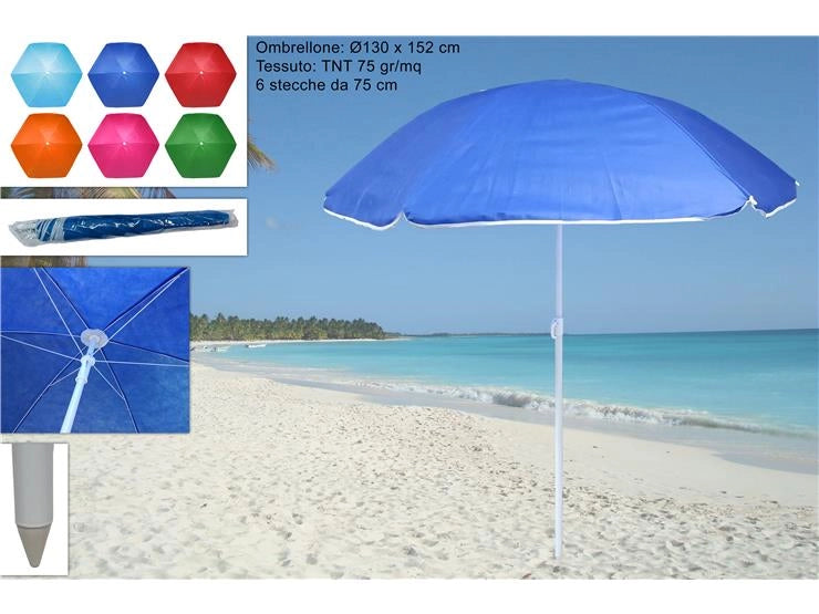 Ombrellone Mare Spiaggia Scoglio in TNT 130 x 152 cm Vari Colori