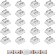 20 connettori a LED a 2 poli 8 mm trasparenti per connessione sollevata a COB/SMD LED strip - materiali di alta qualità e installazione semplice