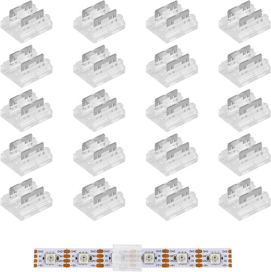 20 connettori a LED a 2 poli 8 mm trasparenti per connessione sollevata a COB/SMD LED strip - materiali di alta qualità e installazione semplice