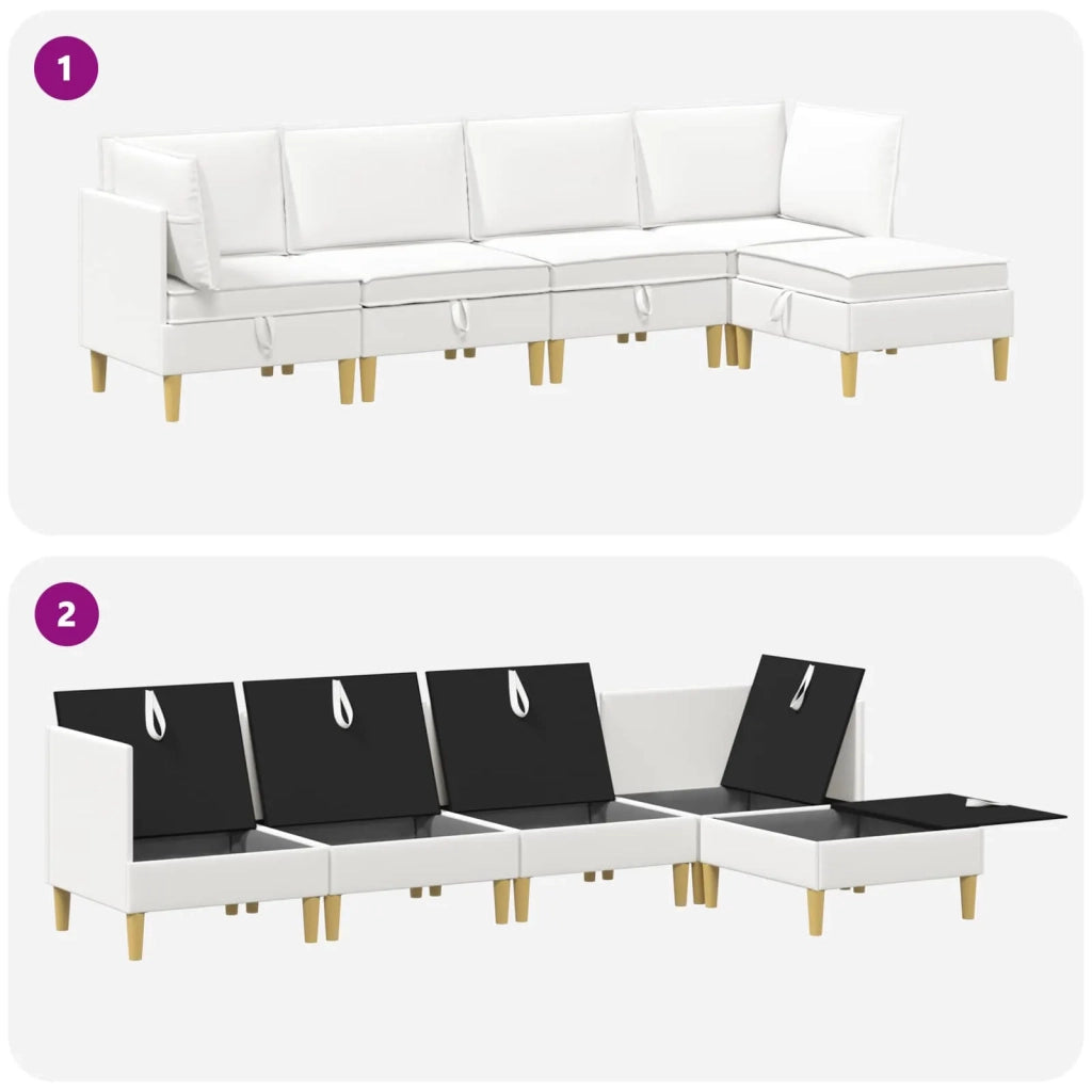 Set di mobili per il soggiorno con cuscino 5 pcs Bianco Tessuto 3413721