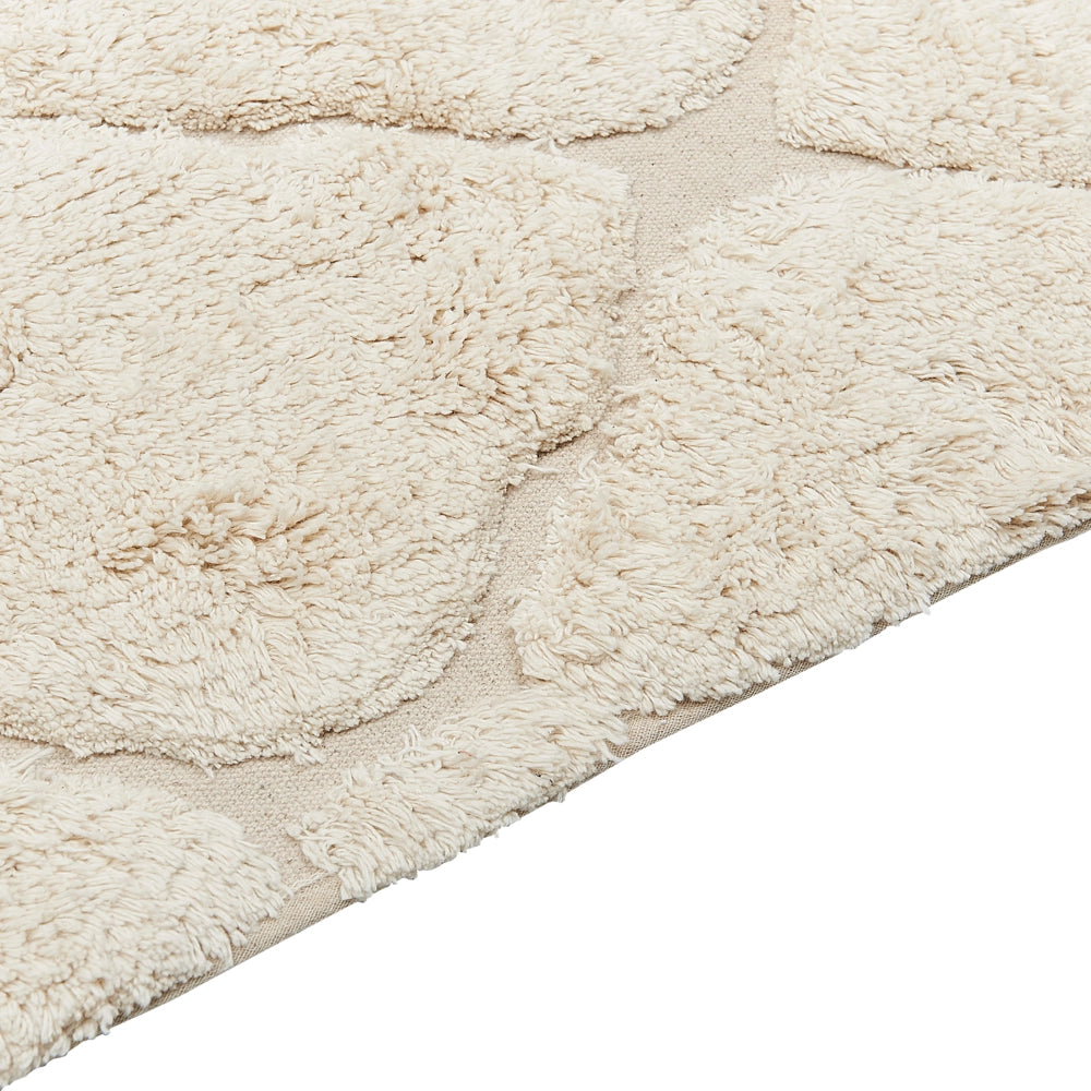 Tappeto in cotone beige 140 x 200 cm minimalista trapuntato a pelo lungo motivo geometrico soggiorno camera da letto