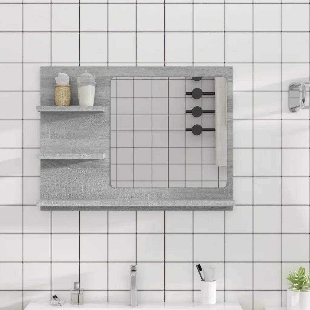 Specchio da Bagno Grigio Sonoma 60x10,5x45 cm Legno Multistrato 815661