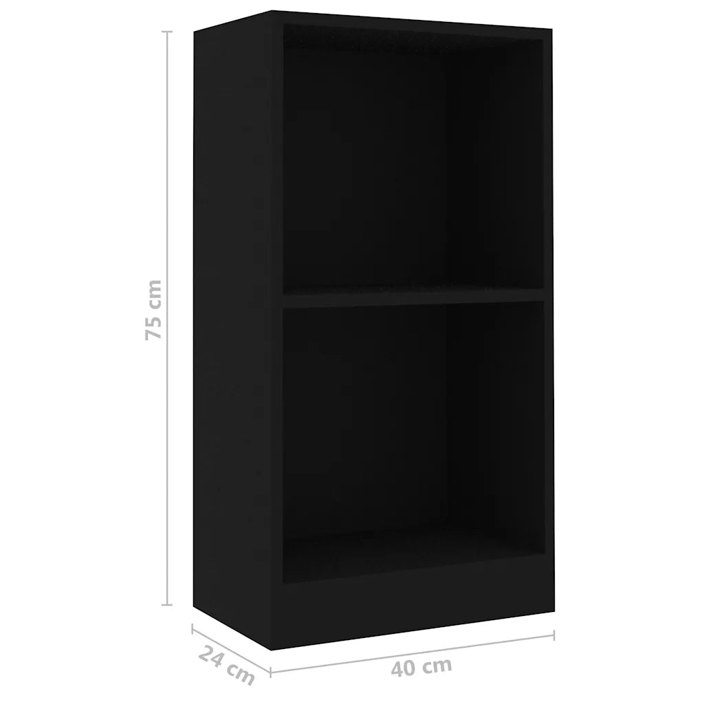 Libreria-Scaffale per Libri-Mobile di Stoccaggio Nera 40x24x75 cm in Legno Multistrato