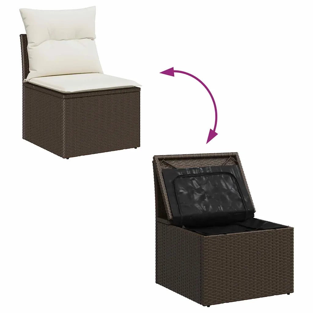 Set Divano da Giardino 6 pcs Marrone e bianco polyrattan 3354847