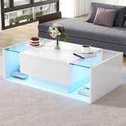 Tavolino minimalista - Xylo - 100x50cm vetro LED bianco