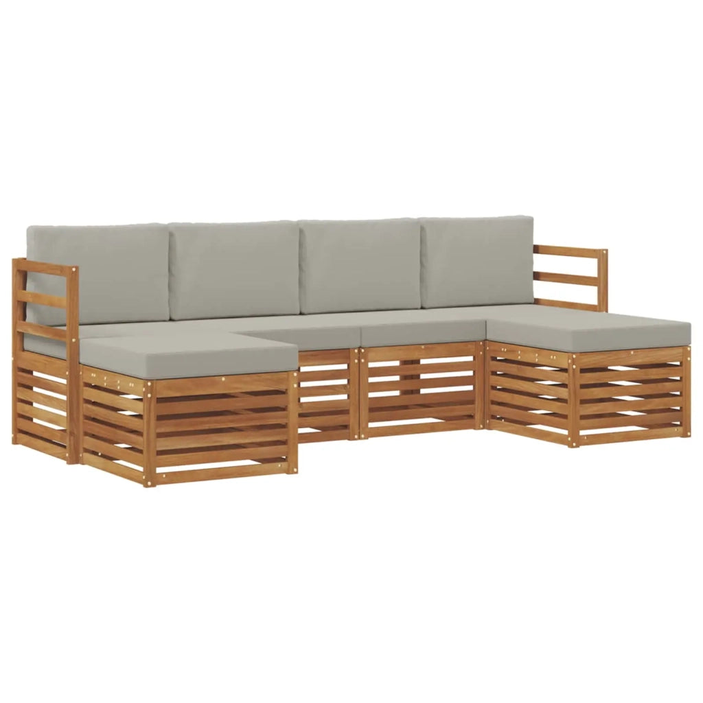 Set divani con cuscino 6 pcs Grigio Naturale e Chiaro