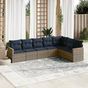 Set Divani da Giardino 7 pz con Cuscini Grigio in Polyrattan 3226033