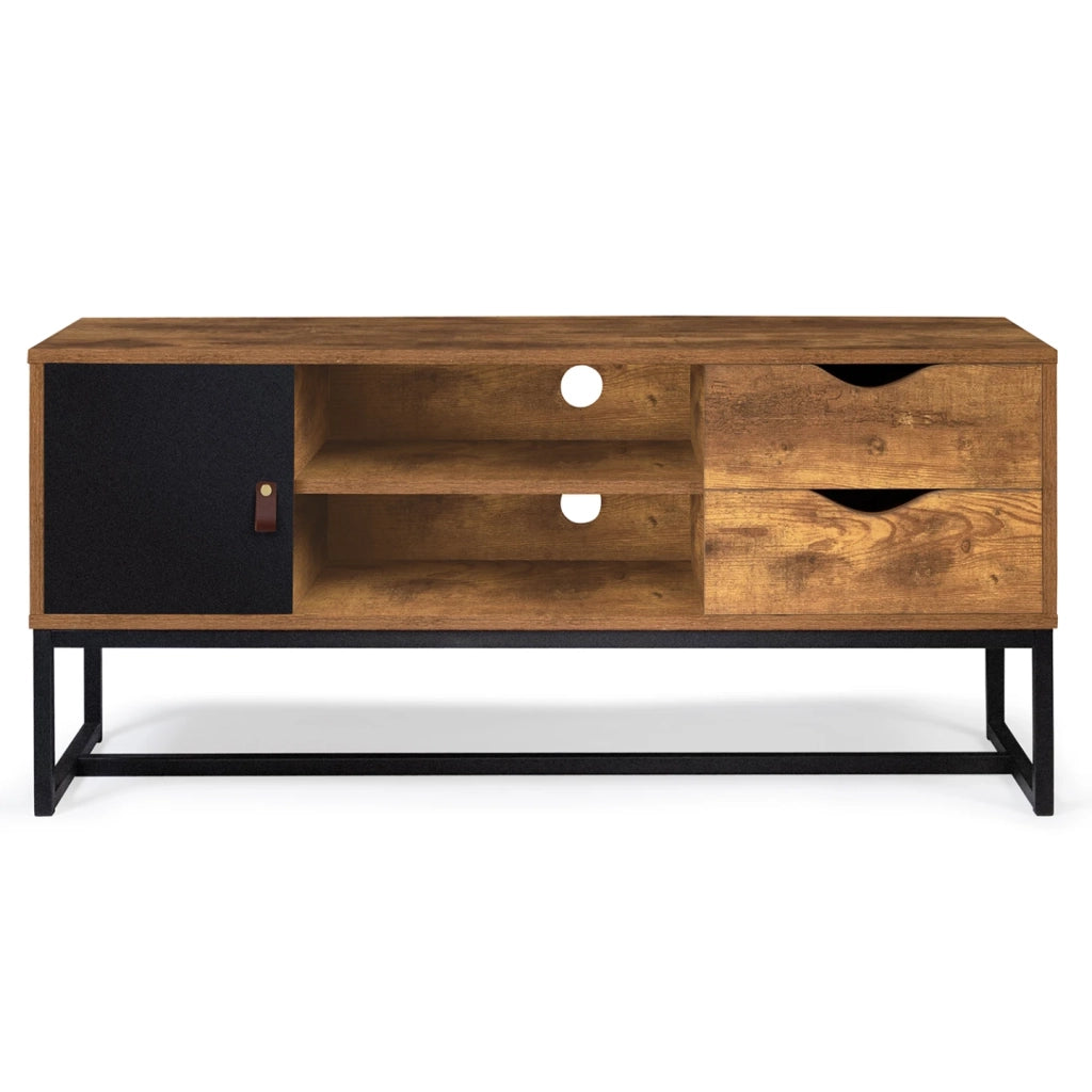 IDMarket - Porta TV CHICAGO a 2 cassetti con armadio dal design industriale