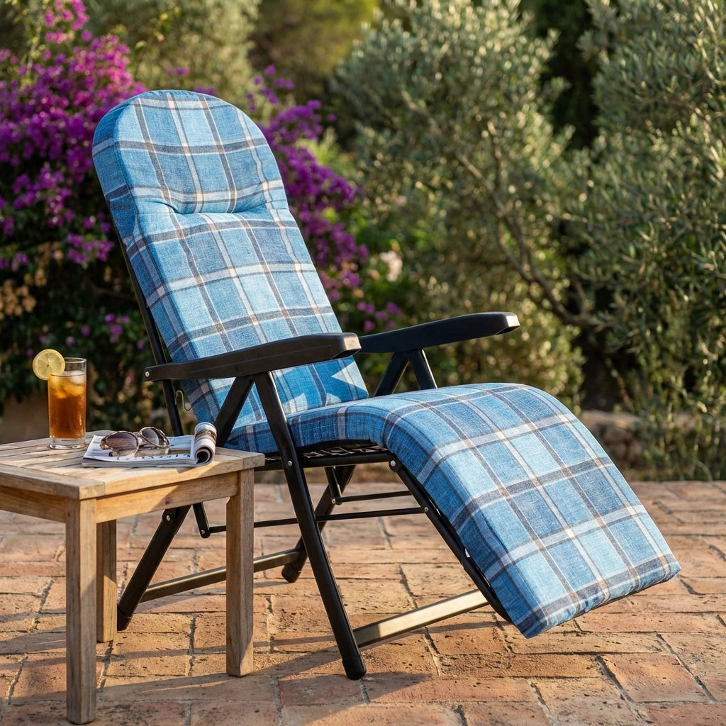 Poltrona Sdraio relax reclinabile in Tessuto Acciaio cm 155x60x60 - ANETTE