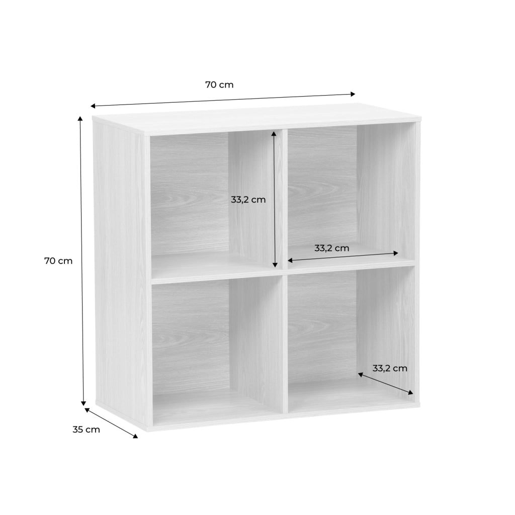 Libreria modulare in legno con 4 scomparti, noce