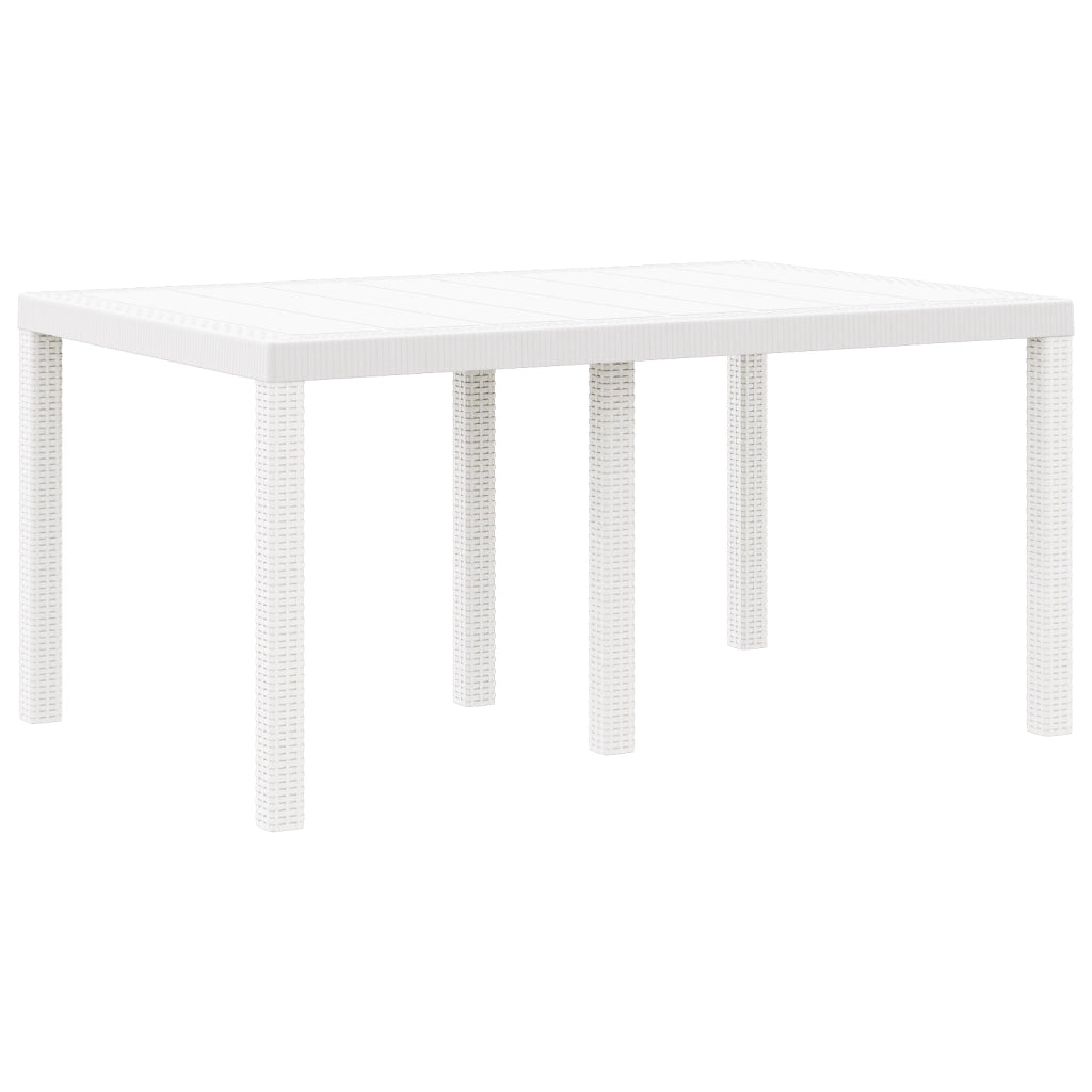 Set da Pranzo per Giardino 5 Pezzi con Cuscini Polyrattan Bianco