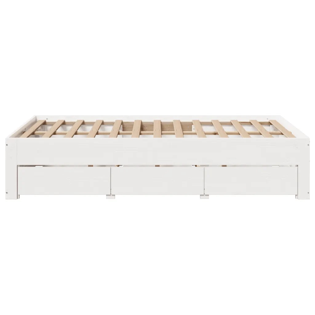 vidaXL Giroletto senza Materasso con Cassetti Bianco 135x190 cm Pino